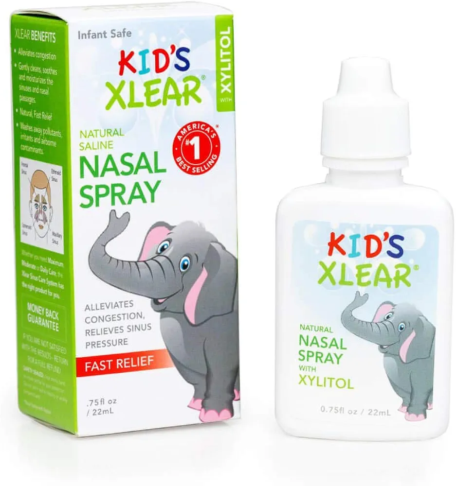 Xlear Kids' Nasal Spray, Natural Saline Nasal Spray for Kids with Xylitol, Daily Nasal Decongestant, Nose Moisturizer, 0.75 fl oz (Pack of 1)