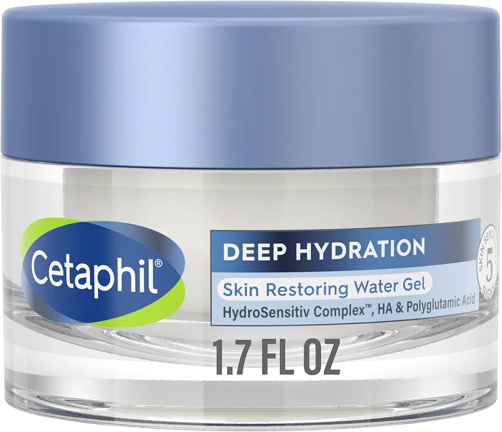 Cetaphil Deep Hydration Skin Restoring Water Gel with Hyaluronic and Polygutamic Acid, Face Moisturizer, 72 Hour Hydration, For Dry, Dehydrated Sensitive Skin, Fragrance Free, 1.7 oz, Fragrance Free