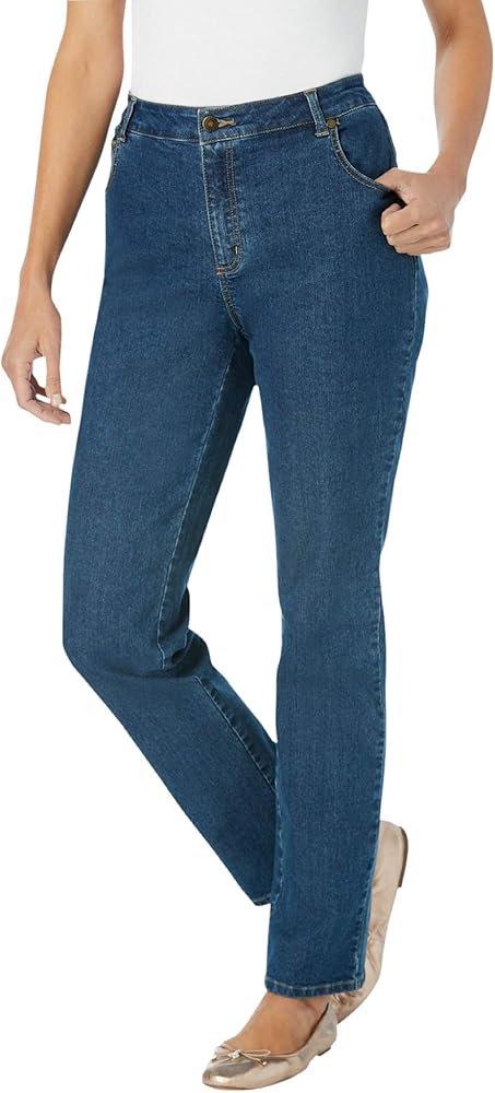 Woman Within Women's Plus Size Straight-Leg Stretch Jean