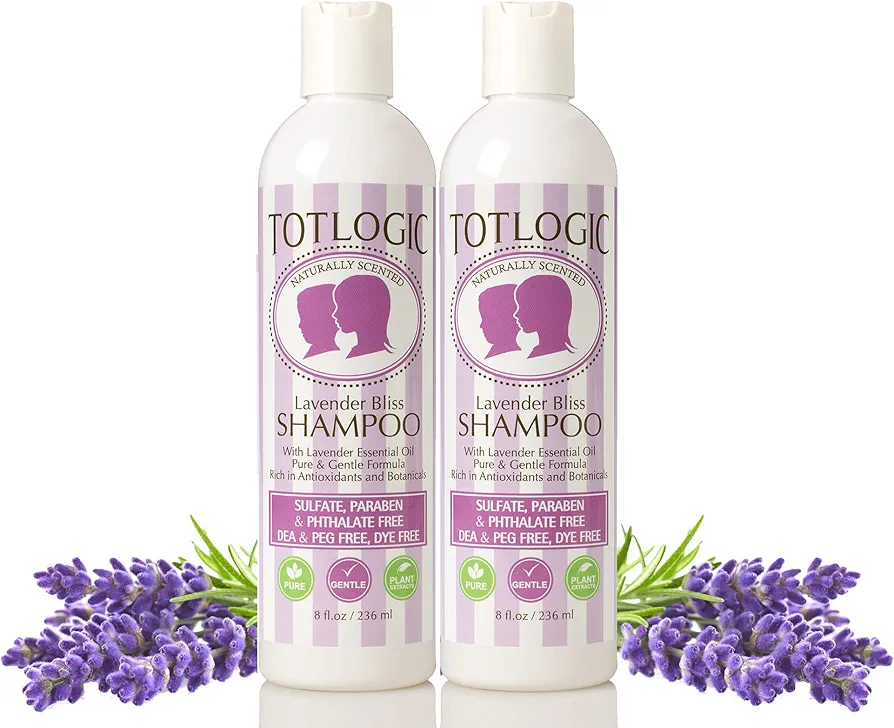 TotLogic Sulfate Free Baby Shampoo, 8 oz, Lavender Bliss (2-Pack) - No Phthalates, No Formaldehyde, Infused With Natural Antioxidants and Botanicals