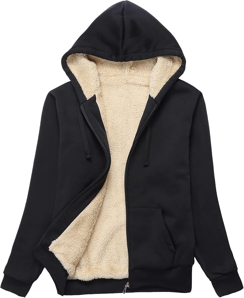 SWISSWELL Hoodies for Women Winter Fleece Sweatshirt - Full Zip Up Thick Sherpa Lined Hooded Jacket