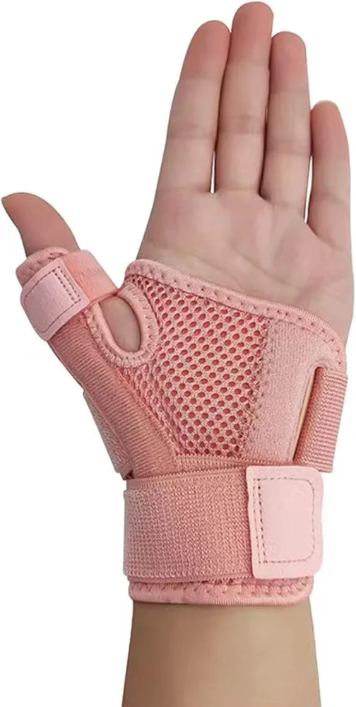 Thumb Splint with Wrist Brace - Thumb Support Brace for Wrist Hand Thumb Stabilizer Fits Both Right Left Hand for Men and Women (Pink-1pack, One Size)