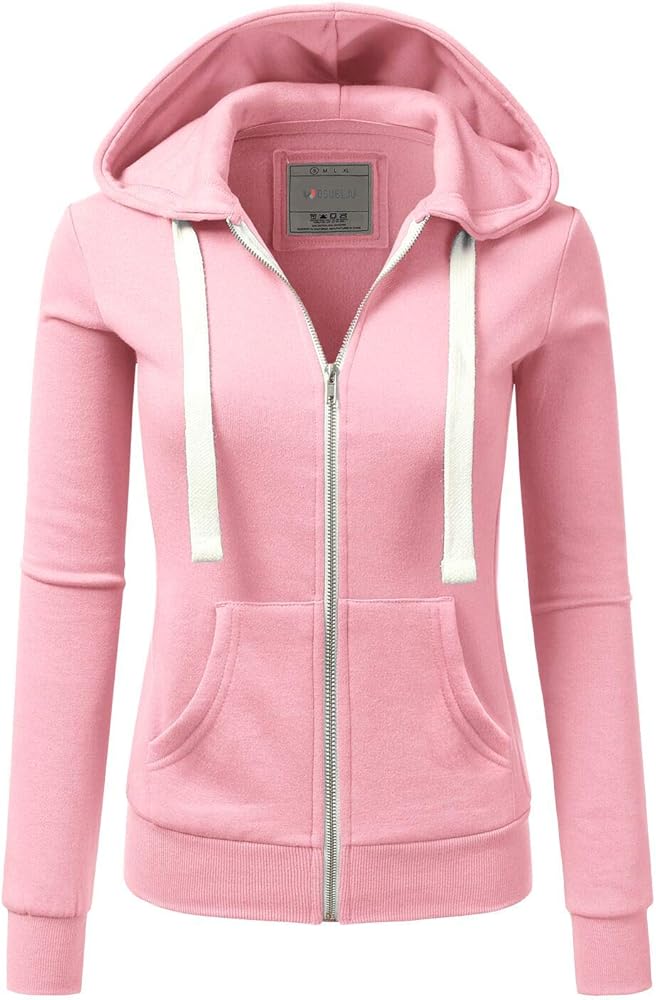 NINEXIS Womens Long Sleeve Zip Up Hoodie Top Color Block Basic Casual Hooded Sweatshirt