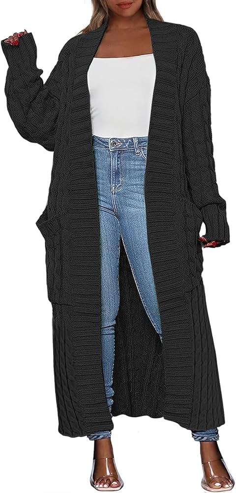 ANRABESS Womens Long Cardigan Sweater 2024 Oversized Coat Long Sleeve Open Front Knit Maxi Outwear Fall Trendy Jacket Clothes