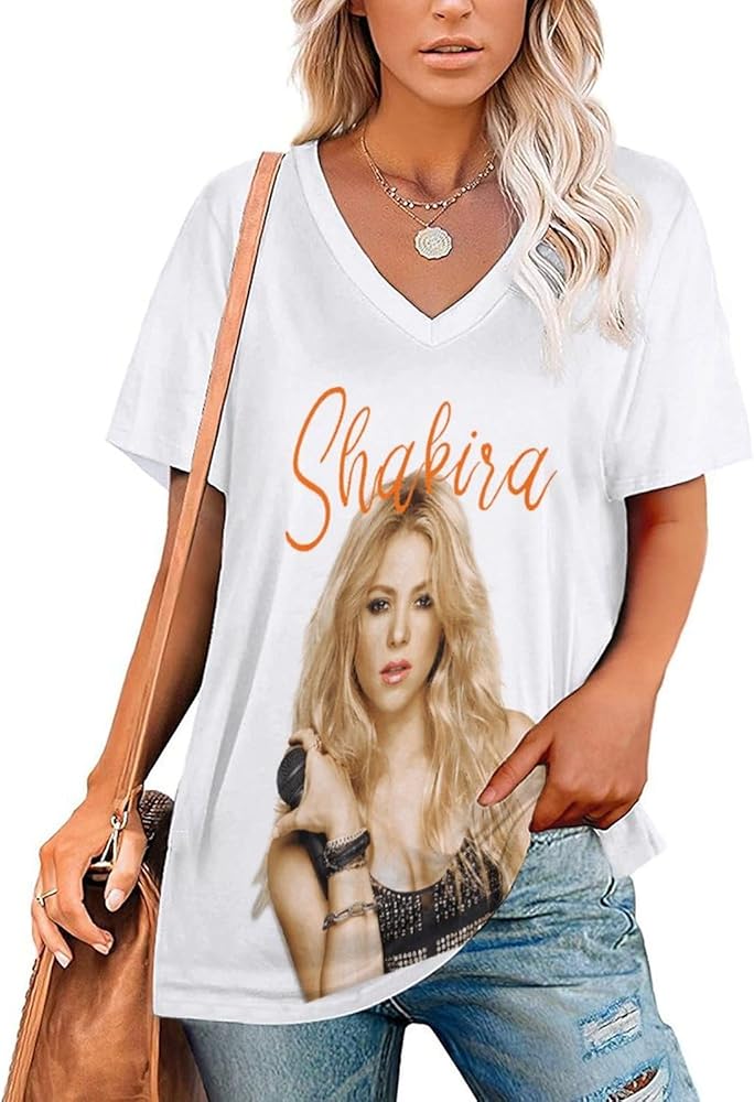 Women's Fashion V-Neck Short Sleeve Tops Casual Summer T Shirts, 4X-Large