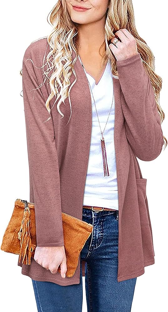 ULTRANICE Cardigan Sweaters Womens Fashion 2024 Fall Lightweight Long Sleeve Casual Tops Clothes Outfits with Pockets