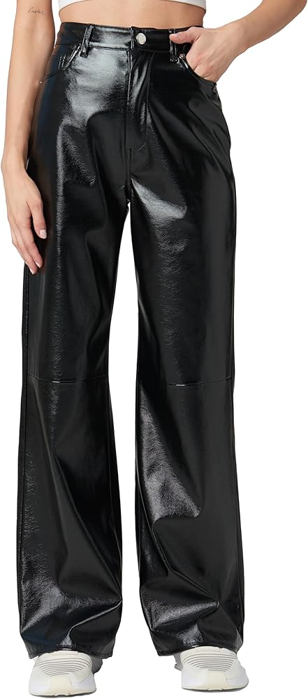 [BLANKNYC] Womens Franklin High Rise Vegan Leather Pant with Knee SeamPants