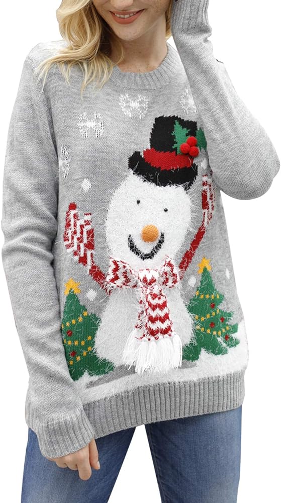 Viottiset Women's Ugly Christmas Sweater Animal Pattern Xmas Pullover Knitted Jumper