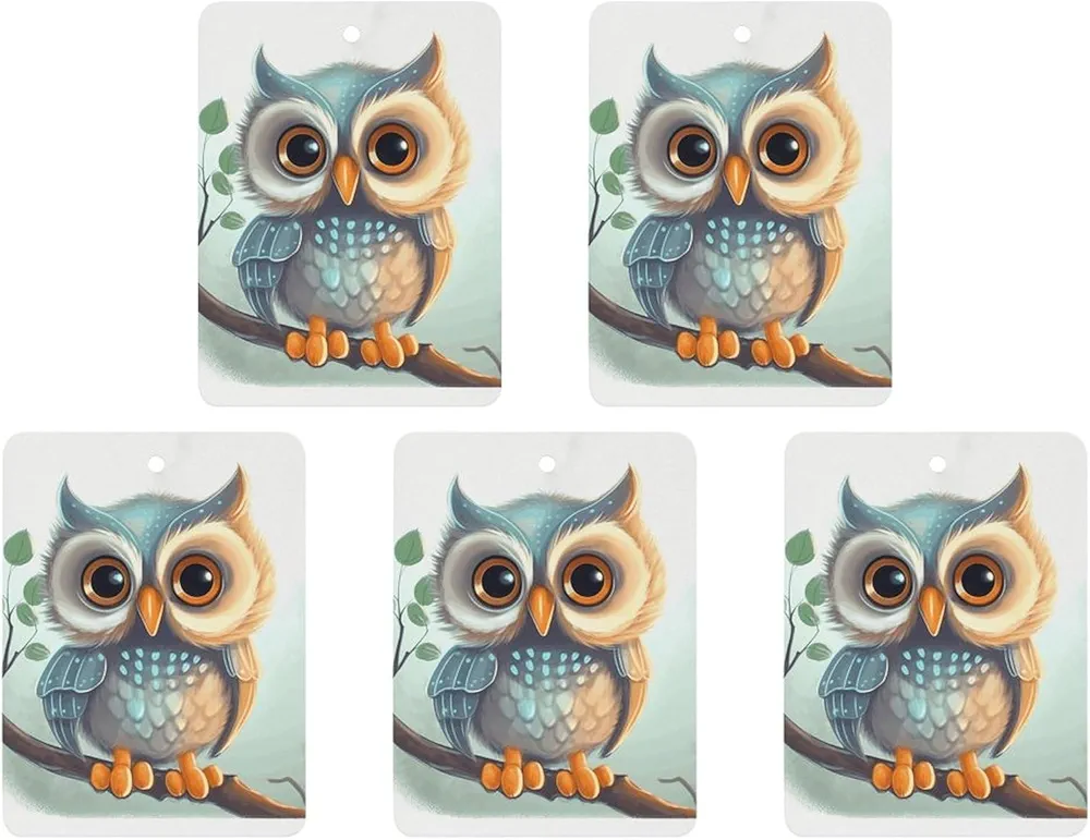 5 Pcs Car Air Fresheners Hanging Air Freshener Cute Owl Hanging Scented Cards Fragrance Scented Cards for Car Car Aromatherapy Tablets for Car