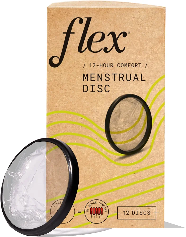 Flex Menstrual Discs | Disposable Period Discs | Reduce Cramps & Dryness | Beginner-Friendly Tampon Alternative | Capacity of 5 Super Tampons | Made in Canada | 12 Count