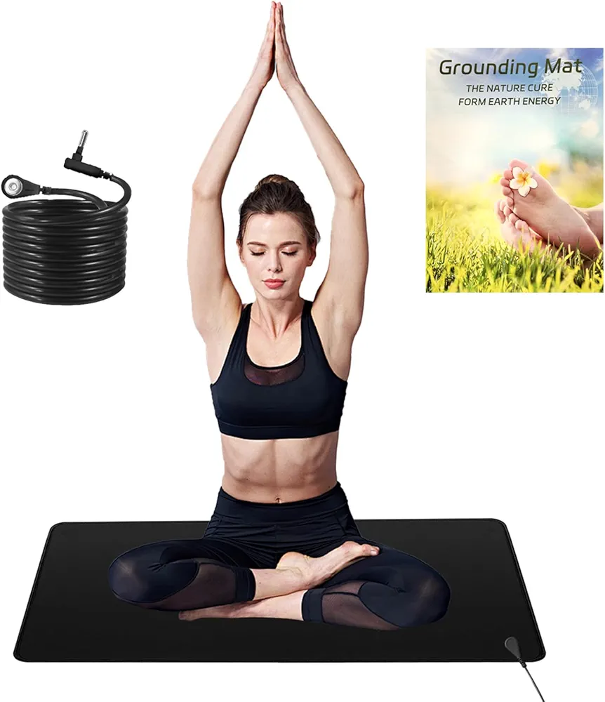 Grounding Mat Kit, 24'' x 35" Earth Connected Therapy Mat.Universal Yoga Mat,Sleep Mat,Improve Sleep, Energy, Pain Relief, Inflammation, Balance, Wellness.15 Ft Cord Included.