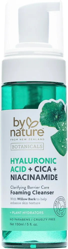 By Nature Foaming Cleanser with Hyaluronic Acid + Cica - Hydrating Face Cleanser For Bright and Fresh Skin - Skincare from New Zealand - 5 fl.oz