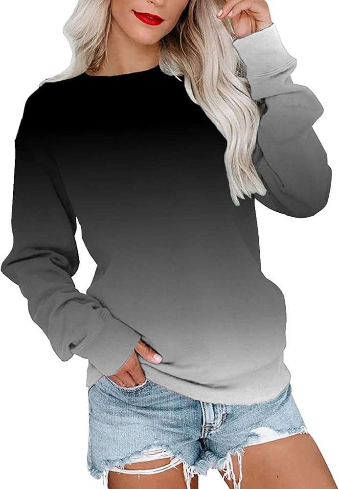 Womens Crewneck Sweatshirts Casual Fleece Sweatshirts Preppy Sweatshirt Womens Fall Fashion 2023 Long Sleeve Tops