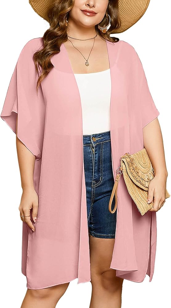 AusLook Plus Size Cardigan for Women Draped Open-Front Lightweight Casual Soft Drape Summer Fall Winter Kimonos Cardigans