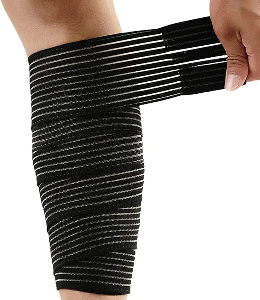 Elastic Lower Leg Calf Compression Support Bandage Sleeve Wrap for Women and Man, Shin Splint Guard for Football Runner, Basketball, Volleyball, Calf Pain Relief, Adjustable Plus Size (Black)