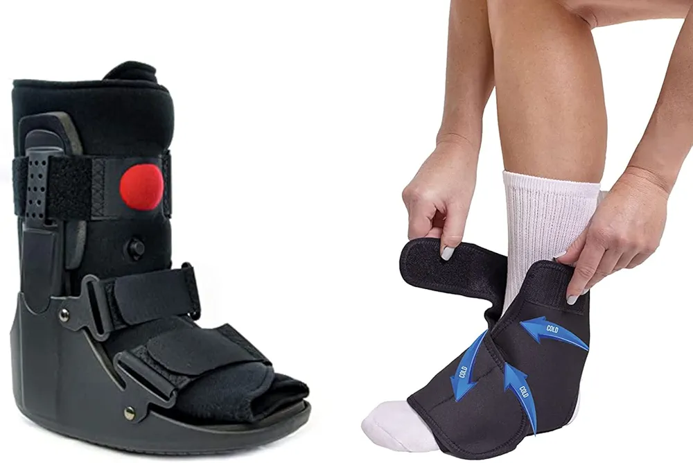 Brace Direct Air CAM Walker Boot Short + Ankle & Foot Reusable Ice Pack Cold Wrap