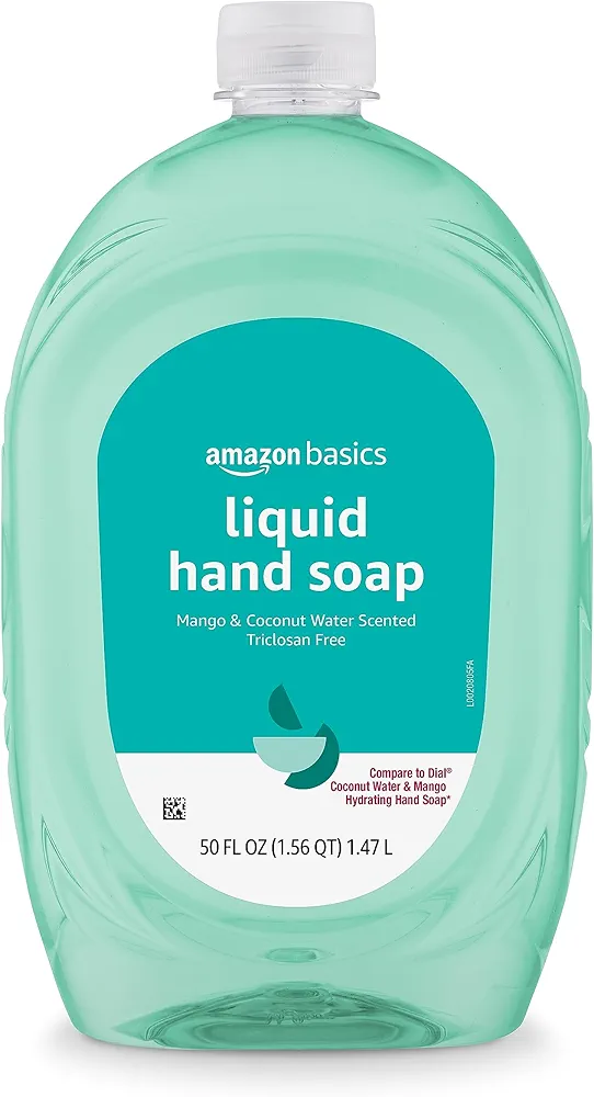 Amazon Basics Liquid Hand Soap Refill, Mango and Coconut Water Scent, Triclosan-Free, 50 Fl Oz (Pack of 1) (Previously Solimo)