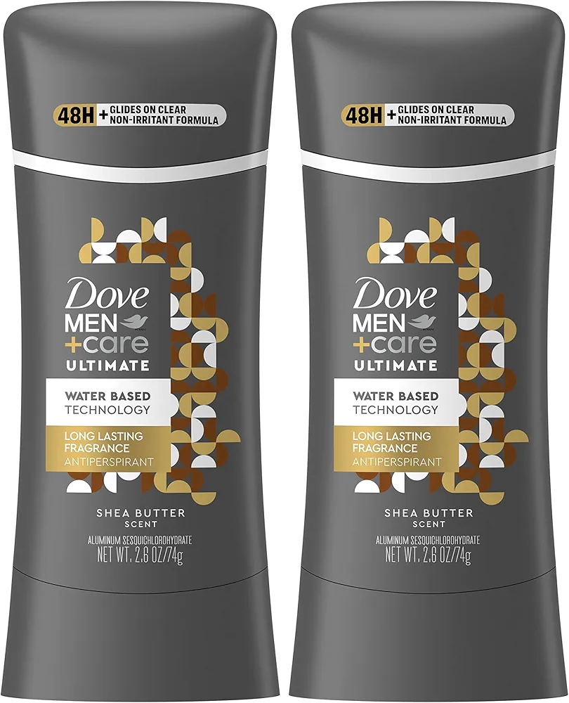 DOVE MEN + CARE Ultimate Antiperspirant Stick Shea Butter 2 Count 48-Hour Sweat Protection Antiperspirant for Men 2.6 oz