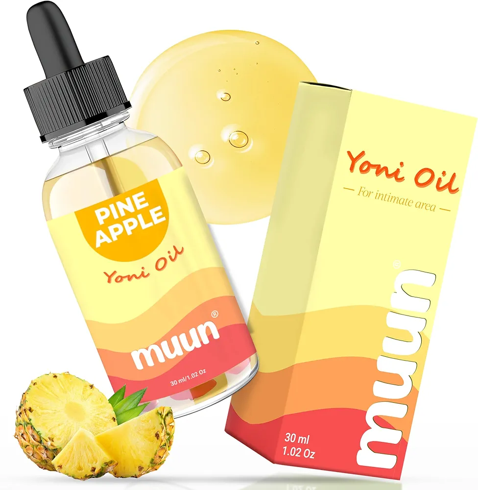 Muun Pineapple Yoni Oil - Deep Vaginal Moisturizer, Feminine Dryness, Odor Eliminator and Long-lasting Soothes - Wetness Hygiene Intimate Deodorant for Women, 100% Natural Herbal Blend Feminine Oil