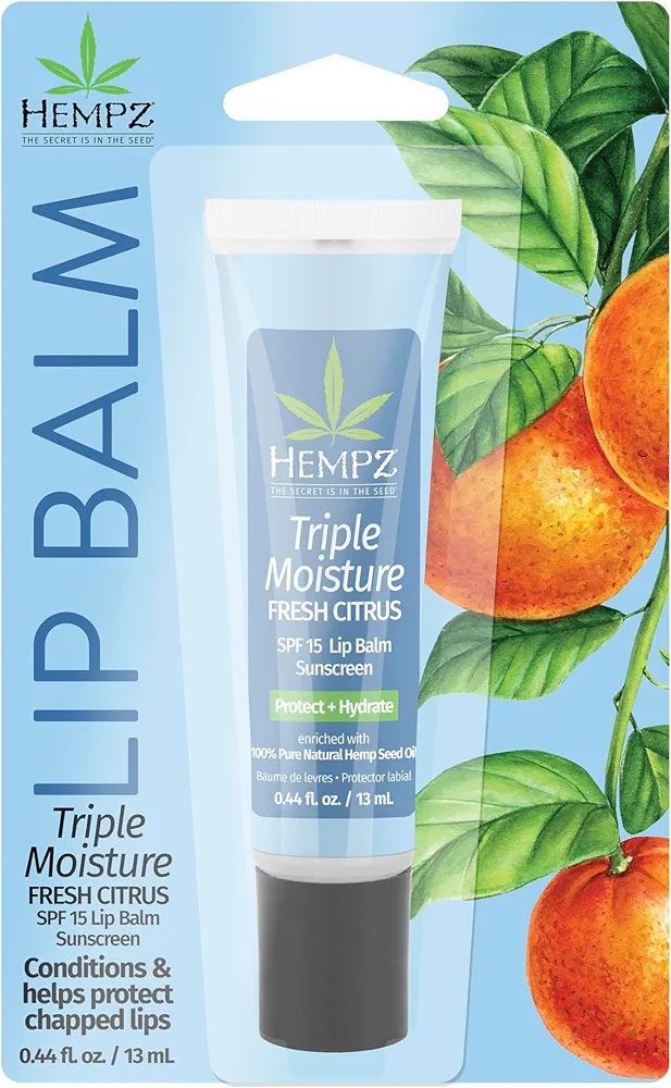 Hempz SPF 15 Lip Balm, Triple Moisture, Ultra Hydrating Lip Care for Men or Women, 44 oz.