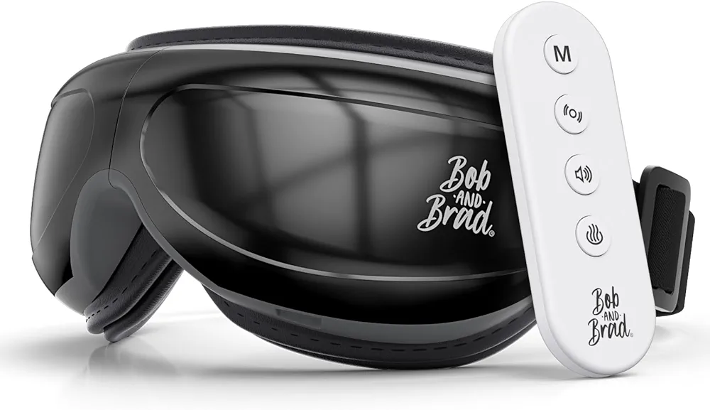 BOB AND BRAD Eye Massager FSA/HSA Eligible, EyeOasis 2 Plus - Eye Massager for Migraines with Remote, Heat, Compression, Music, Heated Eye Massage Mask for Dry Eyes Relief, Improve Sleep, Ideal Gifts