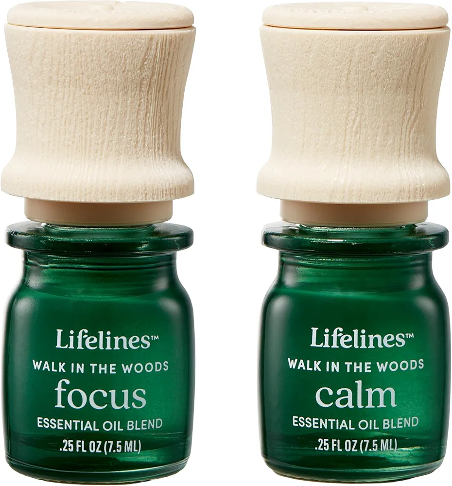 Lifelines Essential Oil Blend 2-Pack, Walk in The Woods: Calm & Focus Oils for Essential Oil Diffuser, 100% Pure Essential Oils & Sustainably Sourced Botanicals, Natural, 7.5 ML Bottles