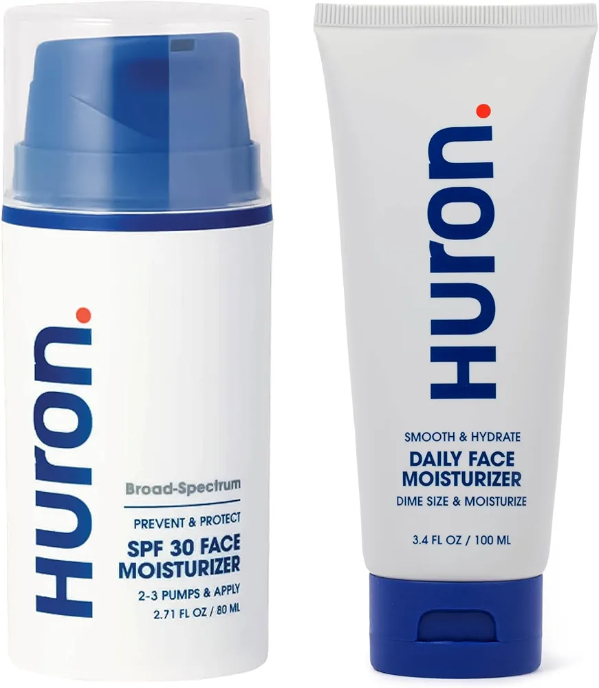 Huron AM/PM Face Moisturizer Bundle - Face Moisturizer With SPF 30 for Day & Soothing, Nourishing Facial Moisturizer for Night - Fights Signs of Aging & Hydrates Skin