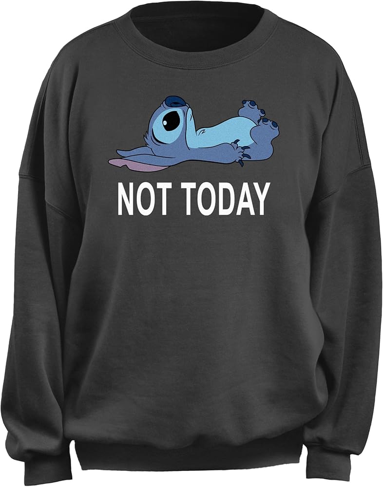 Junior's Lilo & Stitch Not Today Lay Down Sweatshirt