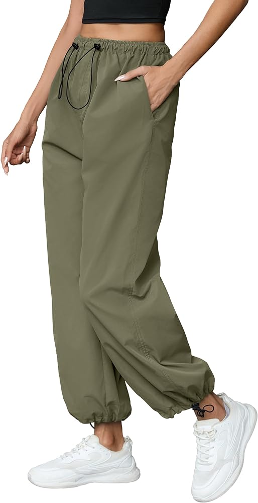 TASAMO Cargo Pants Women Baggy Parachute Pants for Women Trendy Pants, Relaxed Fit Streetwear Women with 4 Pockets