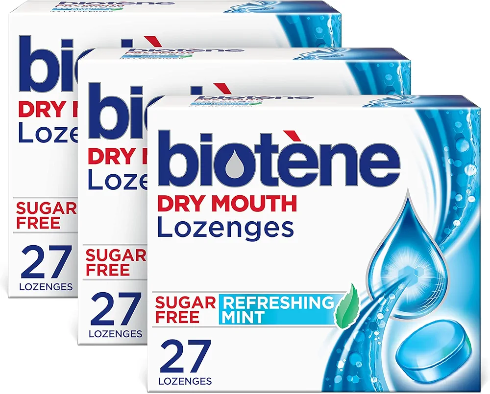 biotène Dry Mouth Lozenges for Dry Mouth and Fresh Breath, Dry Mouth Relief and Breath Freshener, Refreshing Mint - 27 Count (Pack of 3)