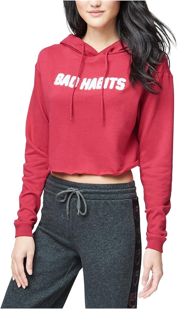 AEROPOSTALE Womens Bad Habits Hoodie Sweatshirt, Pink, X-Large