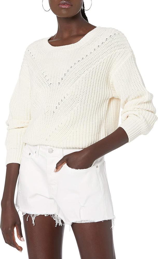 The Drop Women's Selena Cable Front Cropped Sweater