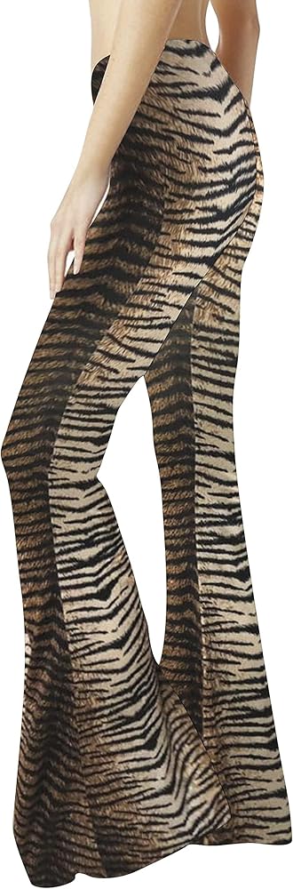 WSPLYSPJY Women's Print Stretch Bell Bottom Flare Palazzo Pants Trousers