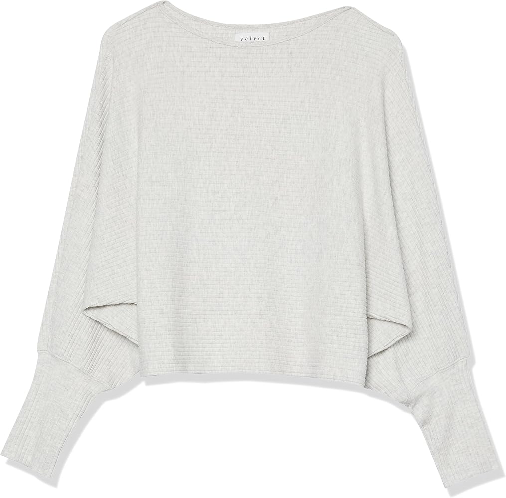 VELVET BY GRAHAM & SPENCER Women's Pepper Boatneck Lux Rib Sweater, Ash, X-Small