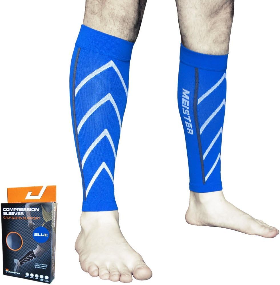 Meister Graduated 20-25mmHg Compression Running Leg Sleeves for Shin Splints (Pair)