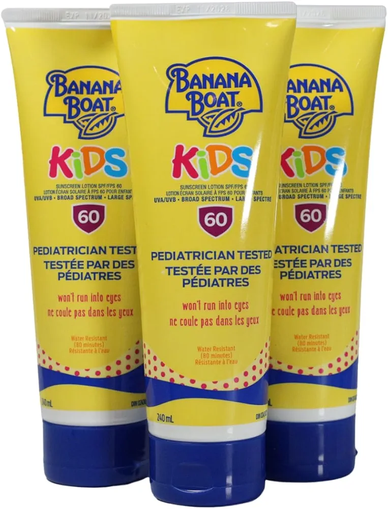 Kids Tear Free Sunscreen Lotion, Broad Spectrum, SPF 60, 240mL, Pack of (3)