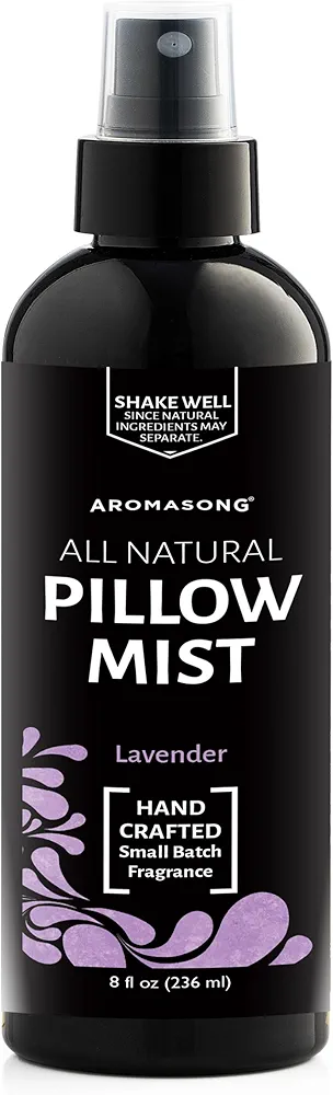 Aromasong Lavender Pillow Spray - All Natural Calming Linen & Bedtime Mist for Deep Sleep - Aromatherapy Botanical Essential Oils for Sleeping - for Relaxing Stress Fragrance Scent 8 Oz.