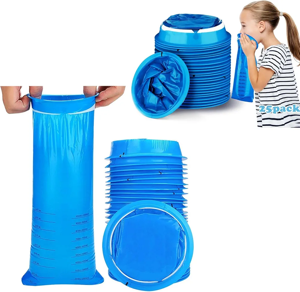 25 Pack Kids Throw up Bags 800ml and 30 Pack Emesis Bags 1000ml