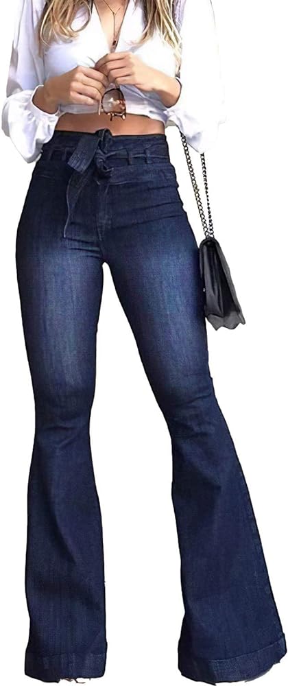 KDF High Waisted Bell Bottom Jeans for Women Flare Jeans for Women Stretch Wide Leg Jeans