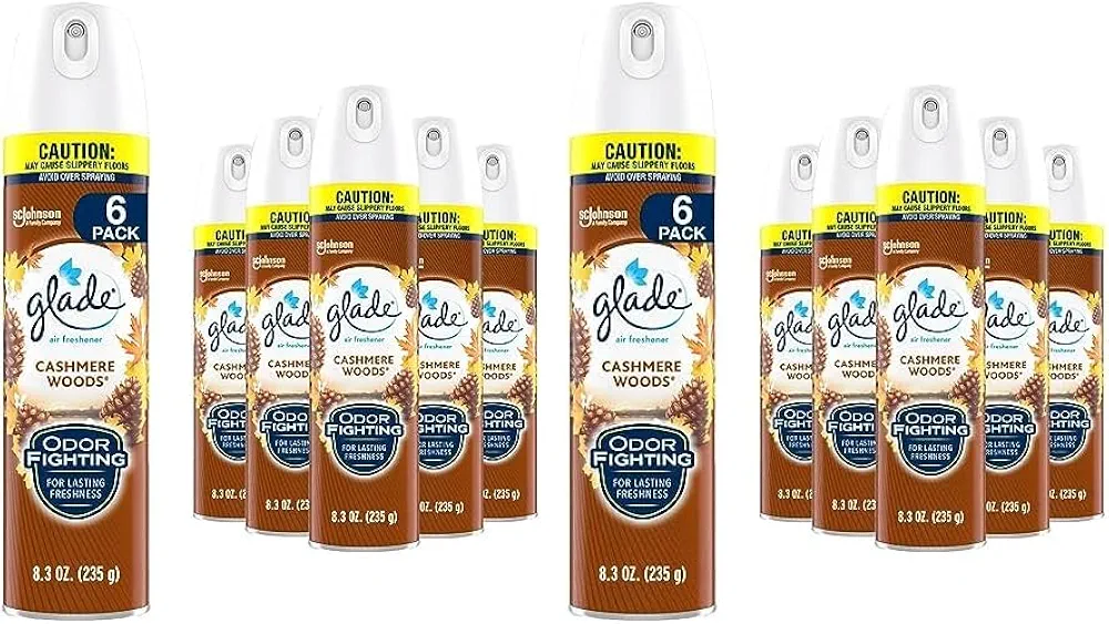 Glade Air Freshener Room Spray, Cashmere Woods, 8.3 oz, 6 Count (Pack of 2)