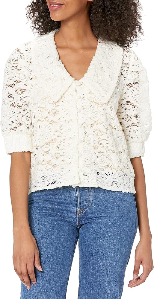 BB Dakota by Steve Madden womens Anytime Any Lace Top Shirt, Ivory, Small US