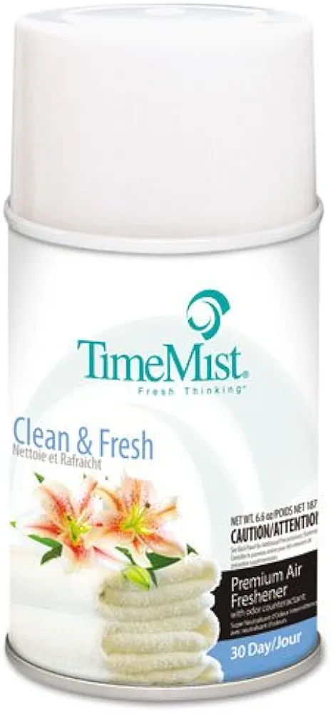 TimeMist Metered Air Freshener Refills, Clean N Fresh, 6.6 oz - twelve 6.6 oz aerosol cans per case.