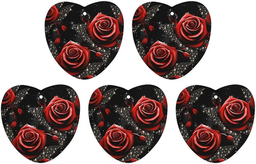 5 PCS Car Air Fresheners Hanging Fragrance Scented Cards Red Roses And Stars Car Aromatherapy Tablets for Car Wardrobe Shoe Cabinet Eliminate Odors Card