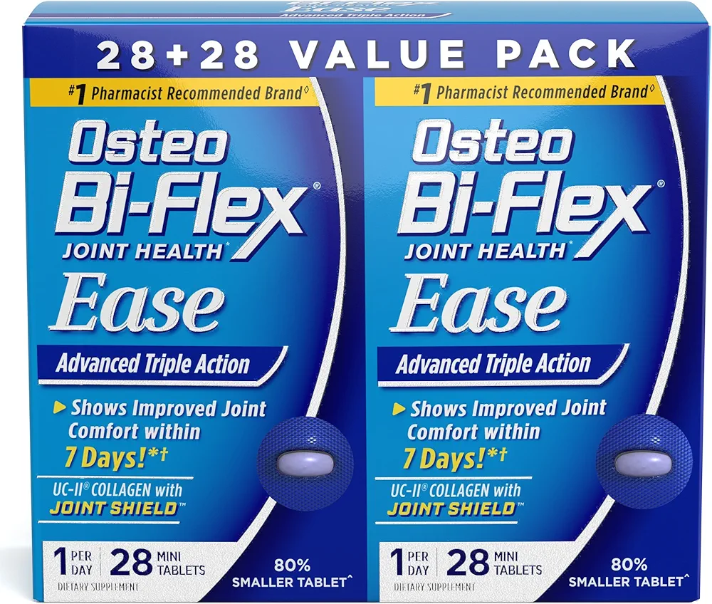 Osteo Bi-Flex Ease Advanced Triple Action with Vitamin D Joint Supplements, Mini-Tablets, 28 Count, Pack of 2