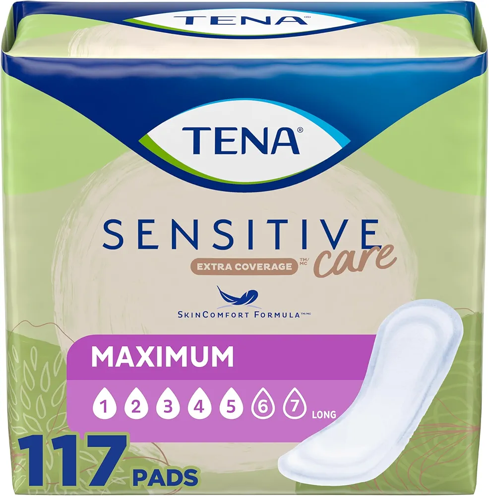 TENA Intimates Maximum Absorbency Incontinence/Bladder Control Pad for Women, Long Length, 117 Count (3 Packs of 39)