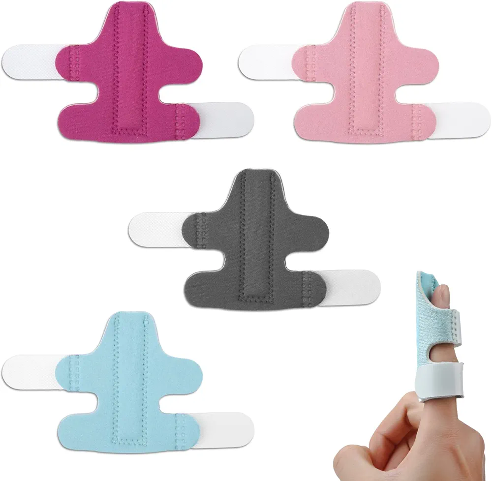 SAVITA 4pcs Finger Splints, Finger Straightener Finger Stabilizer Brace Finger Support for Trigger Broken and Strained Fingers (4 Colors)