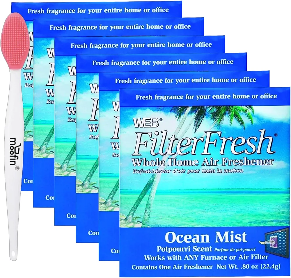 Furnace Filter Air Freshener, 80 Oz, With Nose Cleaning Brush, Ocean Mist Scent Gel Fresheners For Home/Office, Long-Lasting, Discreet Design [Pack Of 6]