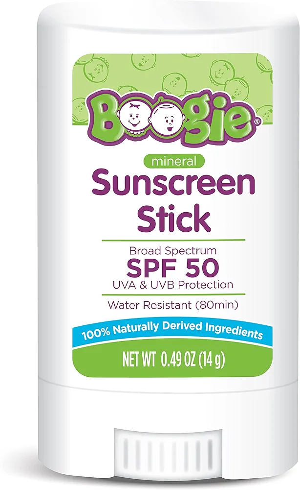 Baby Sunscreen Stick by Boogie Block, Mineral Sunscreen SPF 50, FSA'HSA Eligible, Travel Size Sunblock for Kids, Zinc Oxide, Water Resistant, Vegan, Fragrance Free Pack of 1