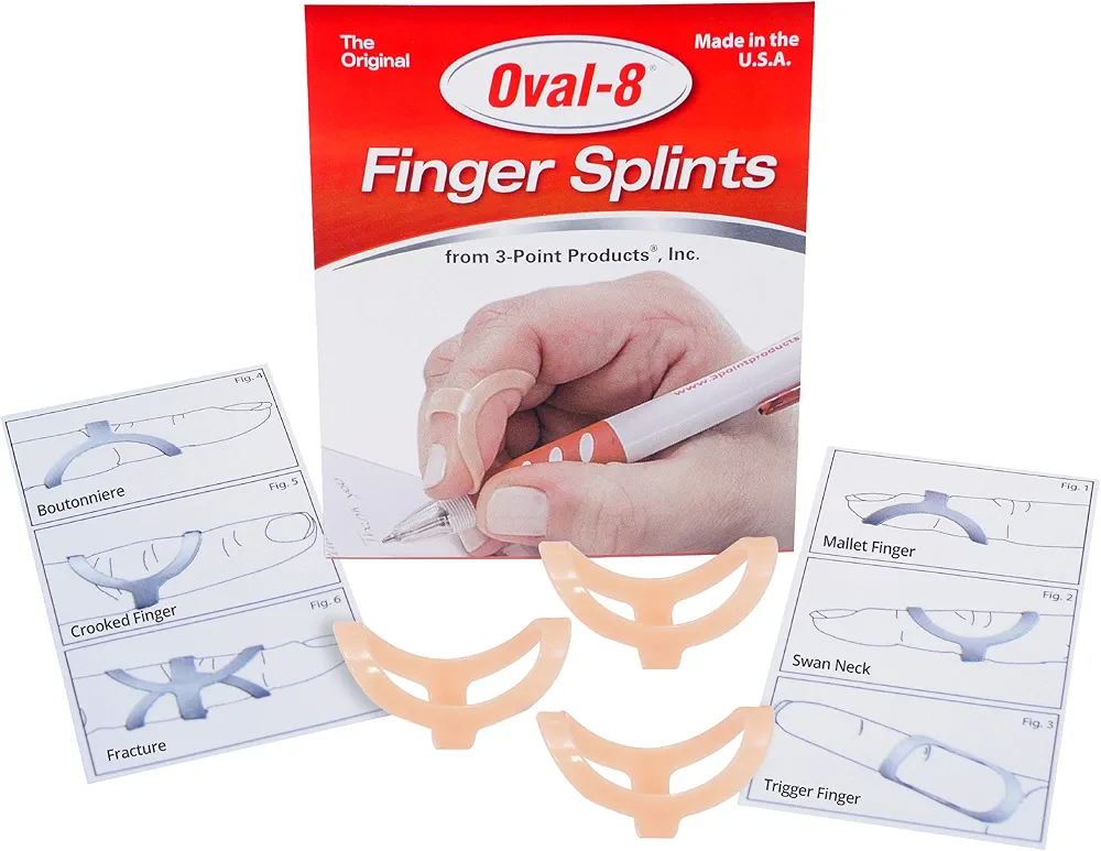 3-Point Products Oval-8 Finger Splints, Support and Protection for Arthritis, Trigger Finger or Thumb, and Other Finger Conditions, 3-Pack, Size 12