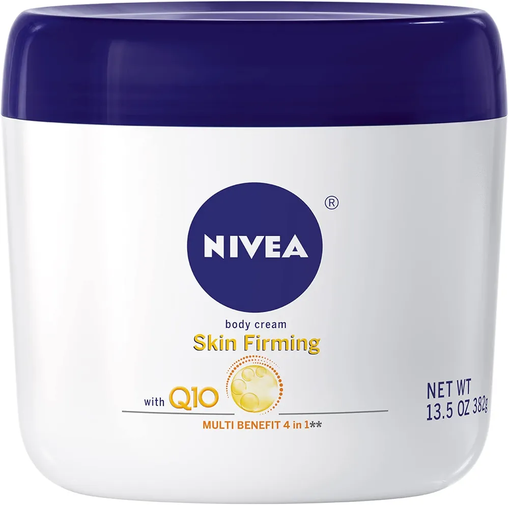 Nivea Skin Firming Q10 Body Cream, 4-in-1 Dry Skin Moisturizer with Fresh Scent, Skin Firming Cream Enriched with Q10, 13.5 Oz Jar